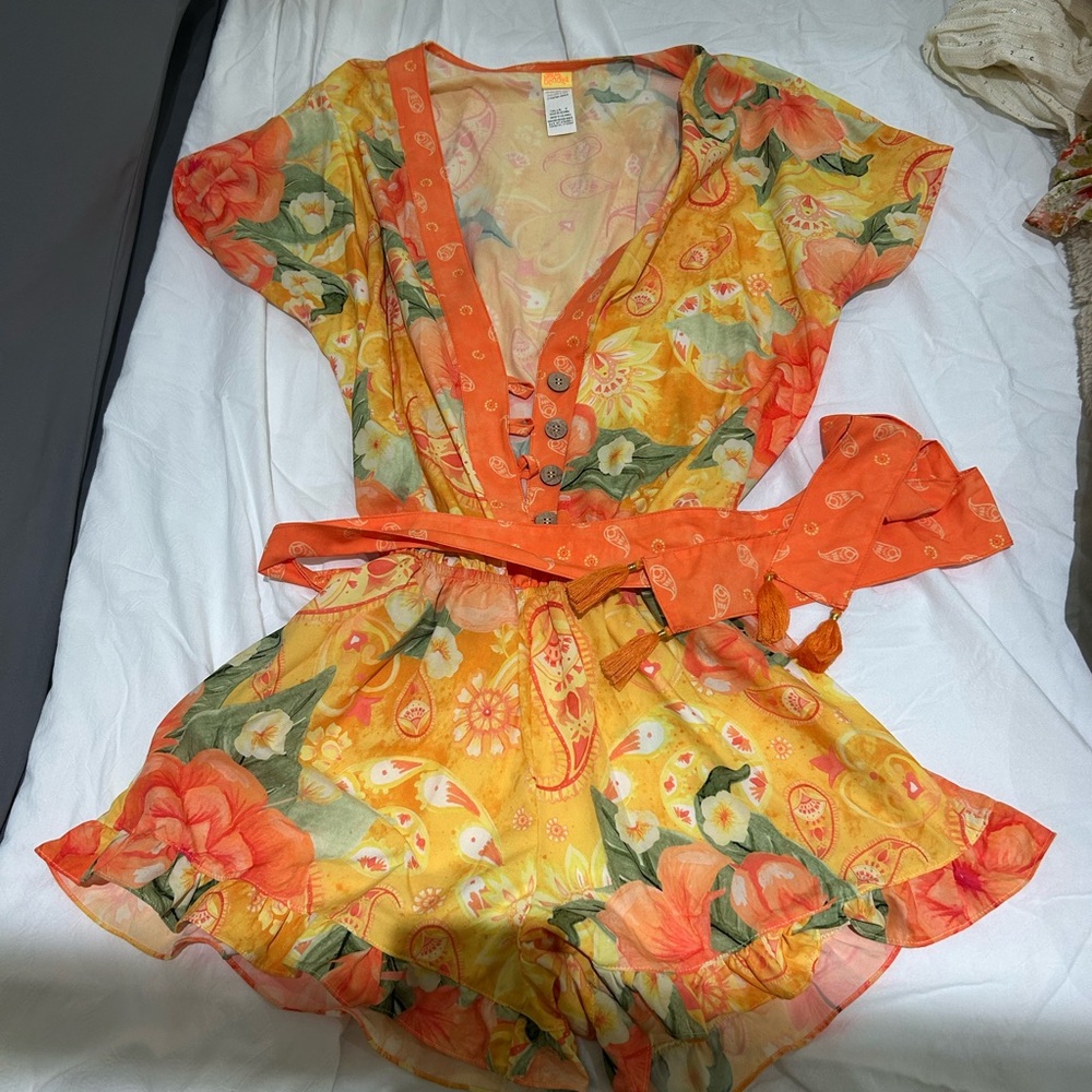 Floral Yellow and Orange Romper